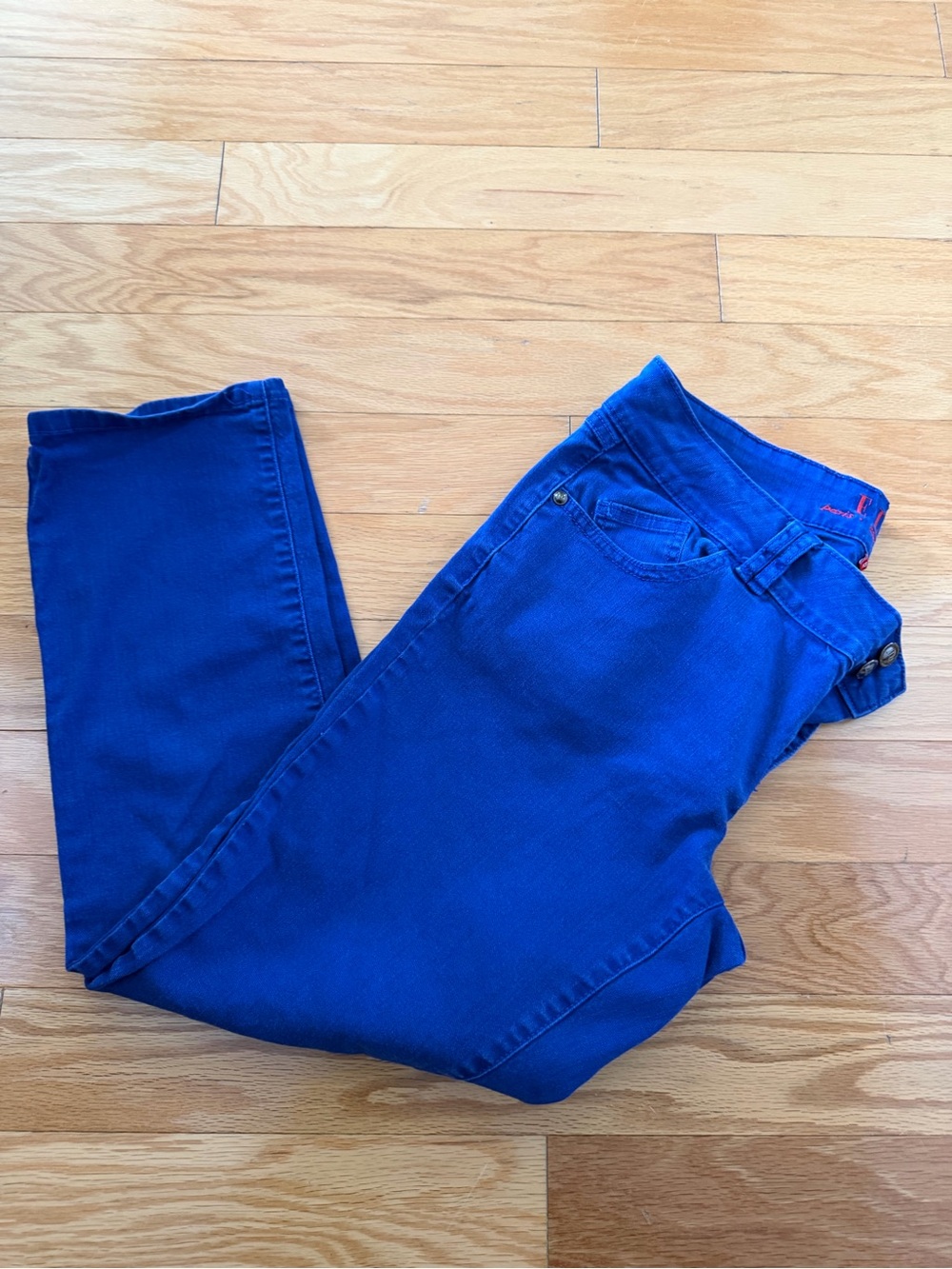 Elle Royal Blue Jeans with Red Logo Detail Size 12